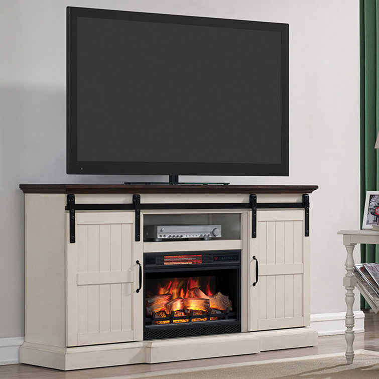 Barn style tv stand deals with fireplace